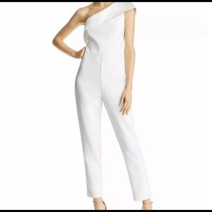 Adrianna Papell White One Shoulder Jumpsuit